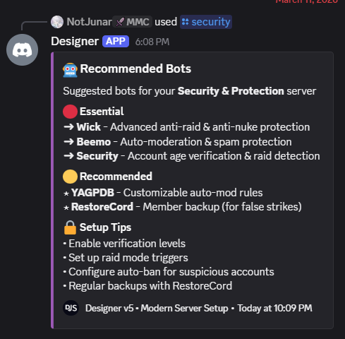 Security bot suggestions