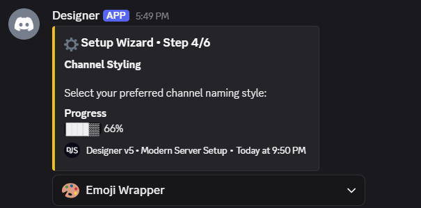 Setup wizard channel styles